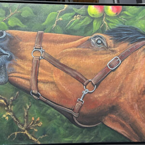 Horse eating apple